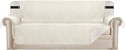 H.VERSAILTEX Reversible Sofa Slipcover Furniture Protector Water Resistant 2 Inch Wide Elastic Straps Sofa Cover Couch Covers Pets Kids Fit Sitting Width Up to 66" (Sofa: 75" x 110", Ivory/Beige)