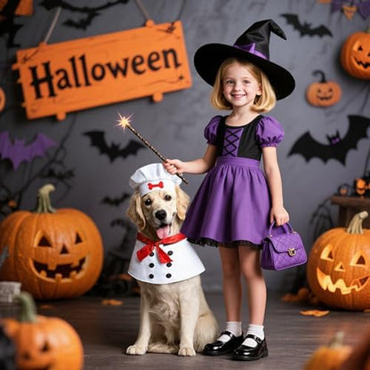 Dog Chef Costume - Dog Food Costume Adjustable Halloween Hat Outfit Red Scarf for Medium Large 35-70 lbs Halloween Party Photo Fits 16-23 Inch Neck - Image 3