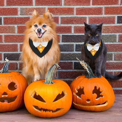 FUAMEY Dog Tuxedo Bandana with Bowtie Fall Halloween Costumes for Dogs - Image 3
