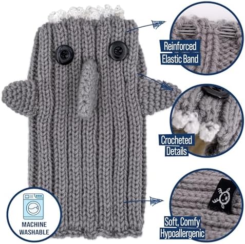 Zoo Snoods Grey Shark Costume - Warm Knit Dog Snood Wrap for Pets, Neck Ear Cover Protection, Halloween Winter (Large) - Image 4