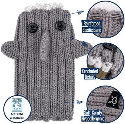 Zoo Snoods Grey Shark Costume - Warm Knit Dog Snood Wrap for Pets, Neck Ear Cover Protection, Halloween Winter (Large) - Image 4