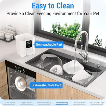 Frienhund Automatic Cat Feeder with 2K Camera: 5G WiFi Automatic Dog Feeder with Night Vision,Cat Food Dispenser with 7L Large Food Storage Container for Multiple Pet,Detachable for Easy Clean -29 Cup
