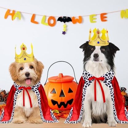 GOYOSWA Dog King Costume, Dog Halloween Costumes King Cloak Crown Set Funny King Prince Costume for Small Medium Large Dogs (Large) - Image 4
