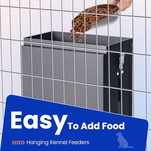 17 Lbs Automatic Dog Feeder, Hanging Metal Cage Kennel, Large Breed