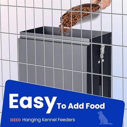 17 Lbs Automatic Dog Feeder, Hanging Metal Cage Kennel, Large Breed
