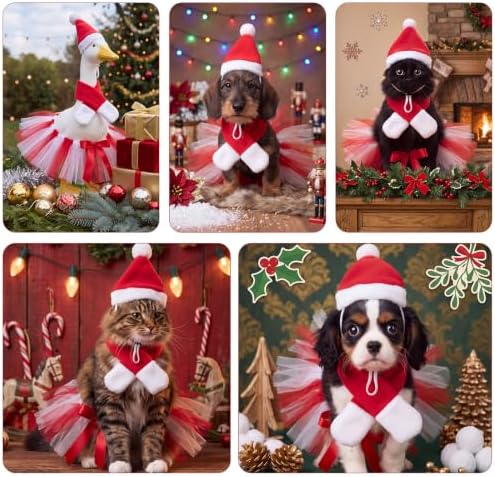 Huhumy 3 Pcs Dog Costume 4th Jul Christmas, Headband Tutu Bandana Pets - Image 4