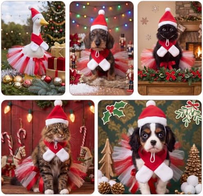 Huhumy 3 Pcs Dog Costume 4th Jul Christmas, Headband Tutu Bandana Pets - Image 4