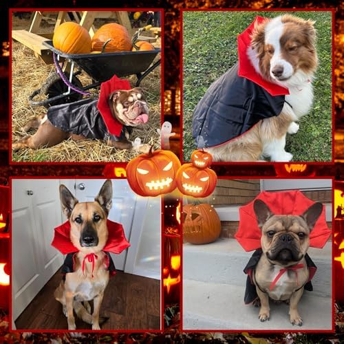 GOYOSWA Dog Halloween Costumes, Dog Vampire Cloak Costume Devil Vampire Cloak Cape Halloween Costumes for Small Medium Large Dogs Pets (Small) - Image 5