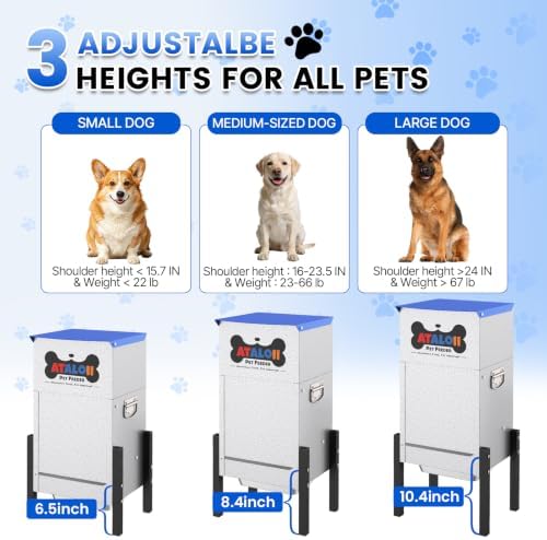 25 lb Automatic Dog Feeder for Large Breeds, 3 Adjustable Heights