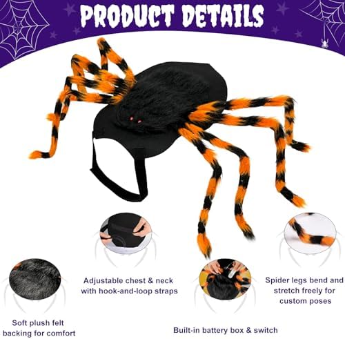 OurWarm Large Dog Halloween Costumes, 64 LED Spider Costume for XL Dogs - Image 6