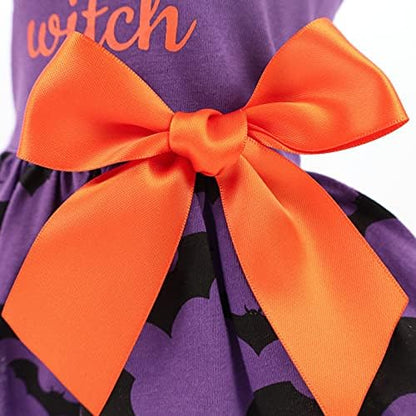 Fitwarm 100% Cotton I'm The Good Witch Halloween Dog Costume Puppy Dress Doggie Party One Piece with Bowknot Pumkin Bat Pet Vest Shirt Holiday Cat Outfits Purple Medium - Image 5