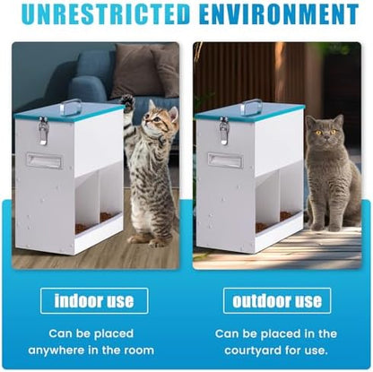 Outdoor Automatic Cat Feeder Gravity Feeder for Multi Feral Cat Dry Food