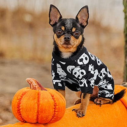 Weewooday 3 Pieces Dog Jumpsuit Skull Pumpkin Pet Pajamas Romper Puppy, L - Image 5