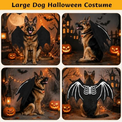 Large Dog Halloween Costumes, Adjustable Pet Dog Bat Wings Costume with Pumpkin Bell & Leash for Large Dogs Halloween Cosplay Party Dress Up（L） - Image 2