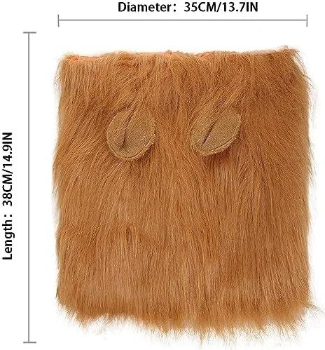 Dog Lion Mane Pet Halloween Costume - Adjustable Lion Wig Party Outfit Cosplay Apparel for Medium Large Dogs (Brown) - Image 6