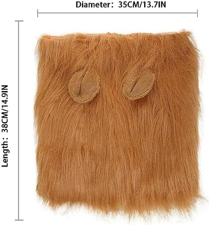Dog Lion Mane Pet Halloween Costume - Adjustable Lion Wig Party Outfit Cosplay Apparel for Medium Large Dogs (Brown) - Image 6