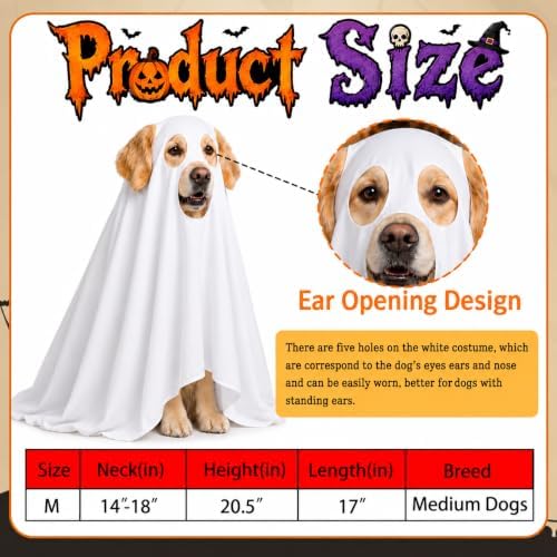 Halloween Ghost Dog Costume Glow Eyes Breathable Outfit for Medium Dogs - Image 3