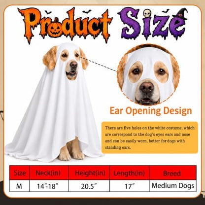 Halloween Ghost Dog Costume Glow Eyes Breathable Outfit for Medium Dogs - Image 3