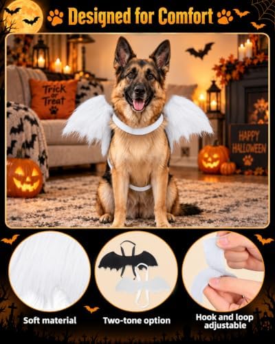 Pet Halloween Wings for Dogs & Cats, Adjustable Angel Devil Costume - Image 3