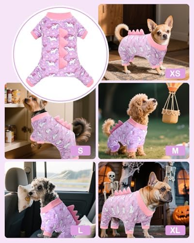 CuteBone Dinosaur Costume Dog Pajamas, Stretchy Spandex Crystal Velvet Sleepwear Coat for Small Dogs, Soft & Warm Pet Outfit Clothes for Cold Weather, Cozy Pullover Design COSP11XS - Image 5