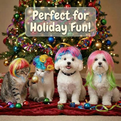 6-Piece Fun Pet Wig Set Cosplay Wigs & Costumes for Cats and Dogs - Ideal for Christmas, Pet Festivals, Halloween and Other Parties - Image 6