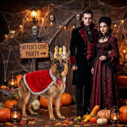 Dog Costume Dog Halloween Costumes Large Dog King Cloak Crown Set - Image 7