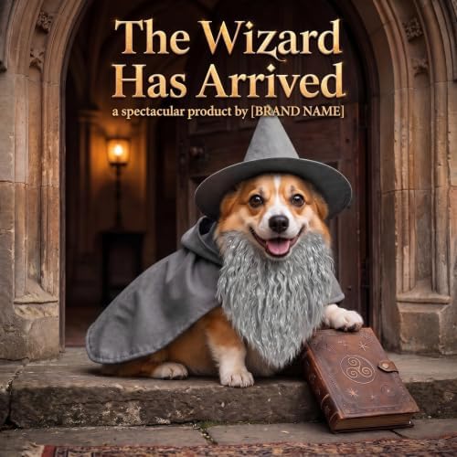 3 Pcs Halloween Pet Wizard Costume for Small Dogs Cats Kitten Puppy Cosplay Outfit Gray Polyester Halloween Party (L) - Image 4