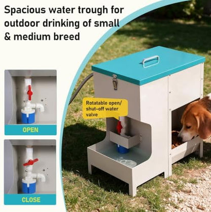 Automatic Dog Food and Water Dispenser for Large Dogs, Metal, 2-in-1 Set