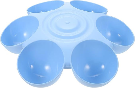 Puppy Litter Bowl Cat Bowls Dog Food Water Bowls Flower Shaped 6 Bowls Pet Feeding Dish Multiple Cat Feeder Dog Treats Dispenser for Puppy Kitten Blue Feeding Station