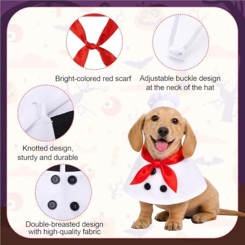 Halloween Dog Costumes, Dog Chef Costume, Pet Chef Outfit, S - Image 3