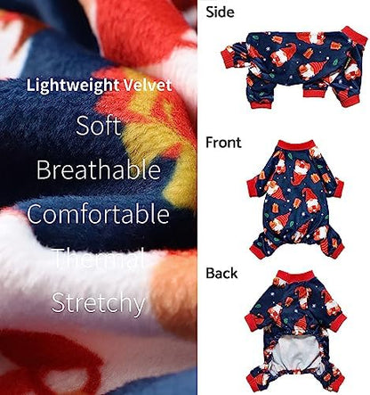 Fitwarm Gnome Dog Christmas Pajamas, Dog Winter Clothes for Small Dogs Girl, Lightweight Velvet Pet Jumpsuit, Cat Outfit, Black, Red, XXL - Image 5