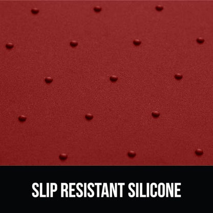 GORILLA GRIP 100% Waterproof Raised Edge BPA Free Silicone Pet Feeding Mat, Dog Cat Food Mats Contain Spills Protects Floors, Placemats for Cats and Dogs Water Bowl, Pets Accessories 32x24 Red