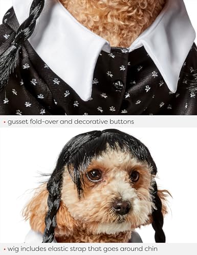 Rubies at Party City Wednesday TV Series: Wednesday Addams Pet Costume for for Dogs or Cats, Small - Image 3