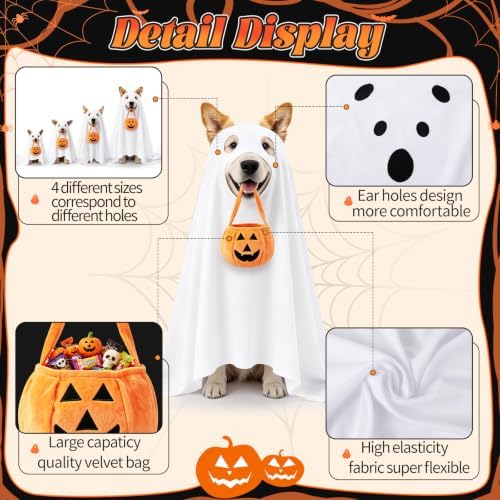 Halloween Dog Ghost Costume Set with Pumpkin Bucket - Image 2