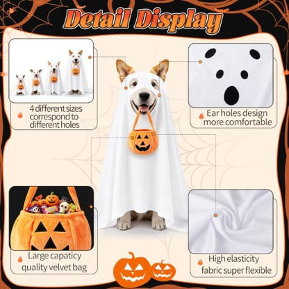 Halloween Dog Ghost Costume Set with Pumpkin Bucket - Image 2
