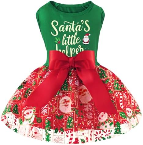 XPUDAC Dog Christmas Dress Outfit Snowman Tulle Dress Holiday Dog Clothes for Small Dogs Girl, Santa Pet Costume Cat Outfits-Small by XPUDAC