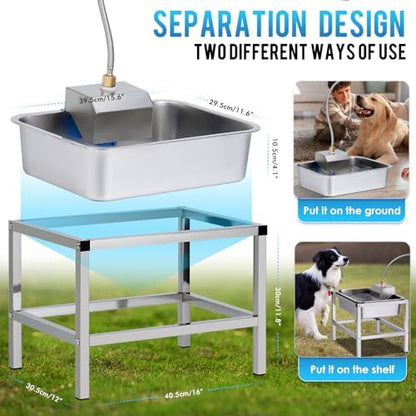 3Gal Automatic Dog Water Bowl Dispenser for Large Dogs Outdoor