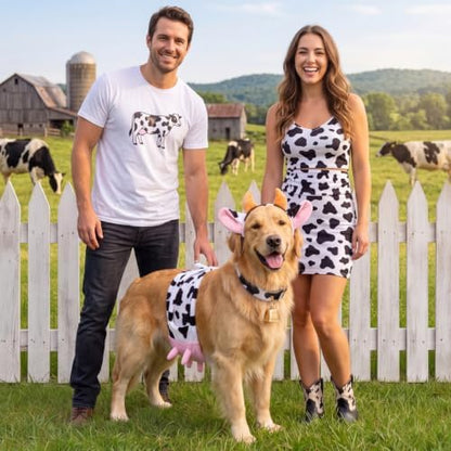 Twistover 3 Pcs Cow Dog Costume Halloween Large Dog Costume Accessories Set - Image 5