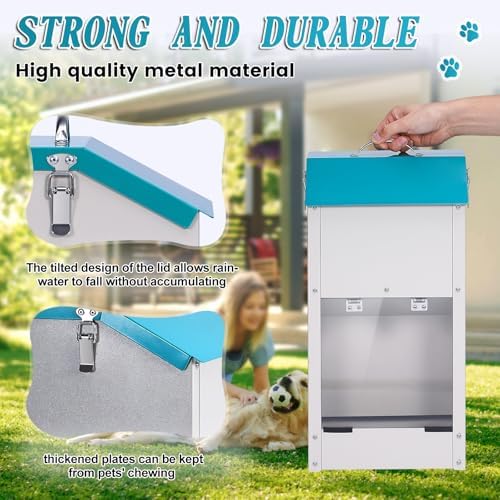 Galvanized Gravity Automatic Dog Feeder 15 lbs Outdoor Dog Feeders