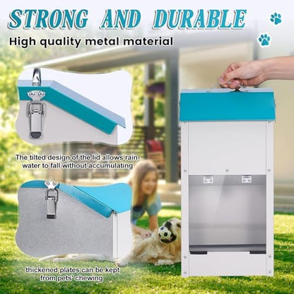 Galvanized Gravity Automatic Dog Feeder 15 lbs Outdoor Dog Feeders
