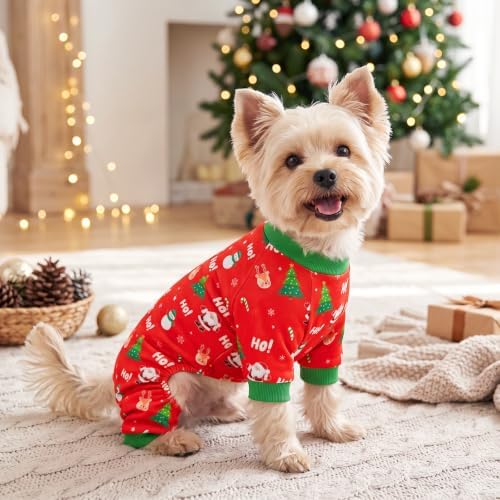Dog Christmas Pajamas for Small Medium Dog Christmas Pjs Dog Onesie Cute Soft Breathable Puppy Pet Stretchy Dogs Recovery Suit for Boy Girl-XL - Image 3