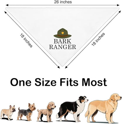 Bark Ranger White Dog Bandana, Funny Puppy Scarf Photo Prop for Explore Outdoor Adventure Hiking Camping Mountain, Unique Gifts for Dog Lover, for Ranger, Pet Scouts Bandana