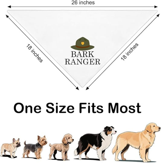 Bark Ranger White Dog Bandana, Funny Puppy Scarf Photo Prop for Explore Outdoor Adventure Hiking Camping Mountain, Unique Gifts for Dog Lover, for Ranger, Pet Scouts Bandana
