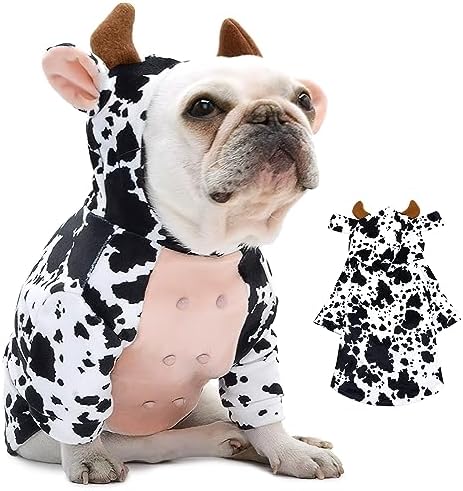 DELIFUR Dog Cow Costume for Halloween, Black and White, Medium by DELIFUR