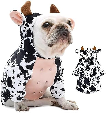 DELIFUR Dog Cow Costume for Halloween, Black and White, Medium by DELIFUR