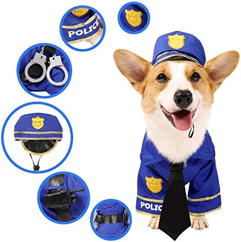 Spooktacular Creations Halloween Dog Pet Police Costume Shirt with Belt, Handcuffs, Walkie Talkie for Halloween Dress-up Party, Role Play, Carnival Cosplay, Holiday Decorations Clothes (Large) - Image 4