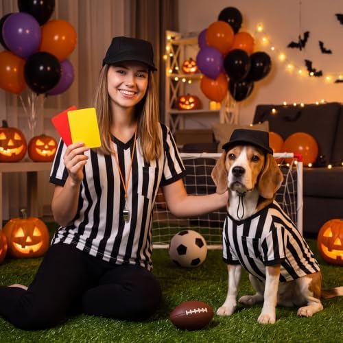 Halloween Large Dog Referee Costume Set with Shirt Cap Whistle Cards, L - Image 2