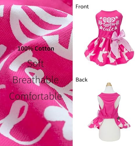 Fitwarm Eggstra Cute Easter Outfit, Bunny Dress, Holiday Clothes for Small Dogs & Cats, Hot Pink, XXS - Image 3