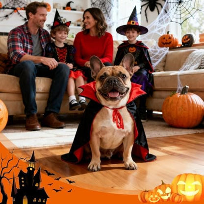 OLANRUN Dog Costumes - Dog Halloween Costumes Vampire Cloak, Wizard Outfit, Witch Cosplay Apparel Cape - Funny Party Dress Up Halloween Pet Costume for Medium Dogs (Black Red) - Image 3