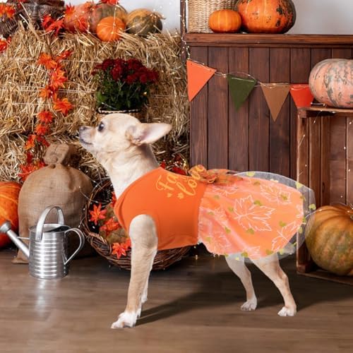 Dog Thanksgiving Outfit Funny Puppy Dog Dress with Bow for Small Medium Dogs Cute Fall Pet Costume for Cats Dogs Thanksgiving Day Halloween - Image 2